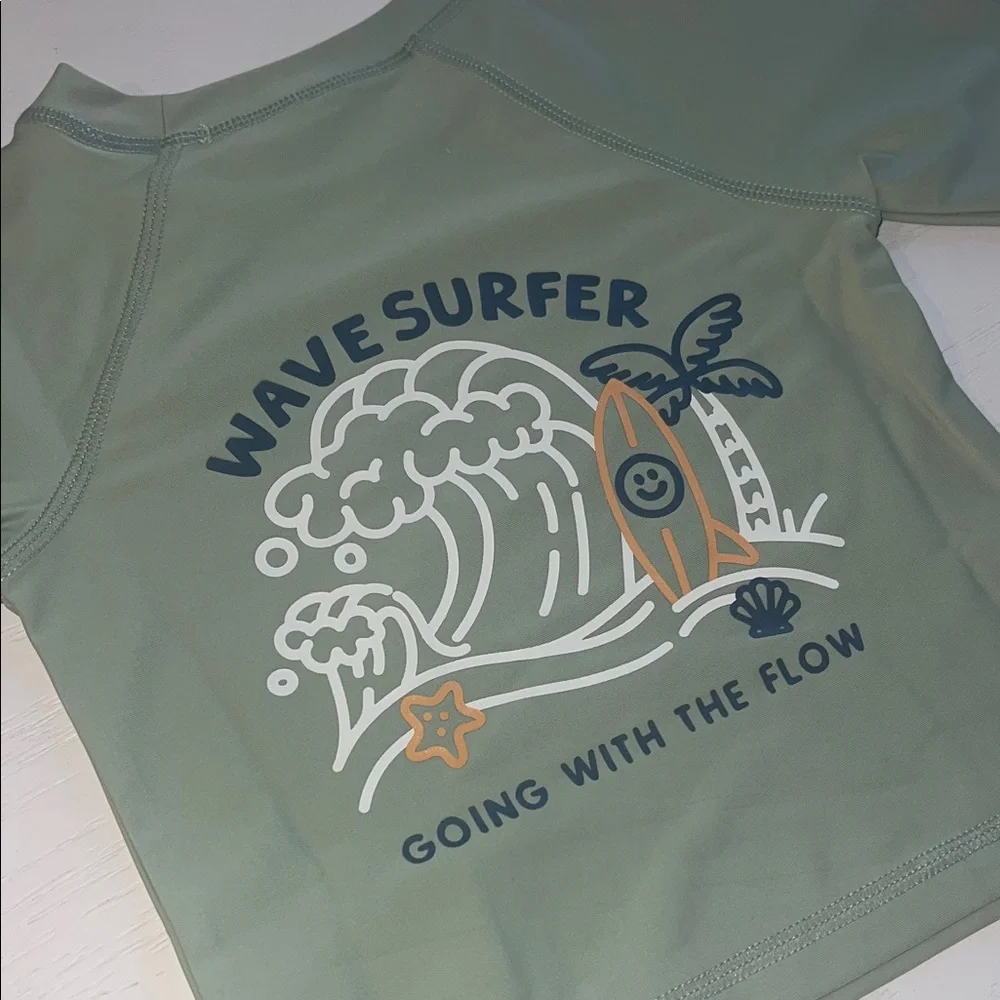 Caribbean Joe Sage Green Kids Swim Rashguard Set 2T 3T 4T 5T